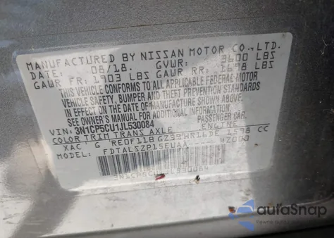 2018 Nissan Kicks Sv z USA, uszkodzony, nr VIN 3N1CP5CU1JL530084